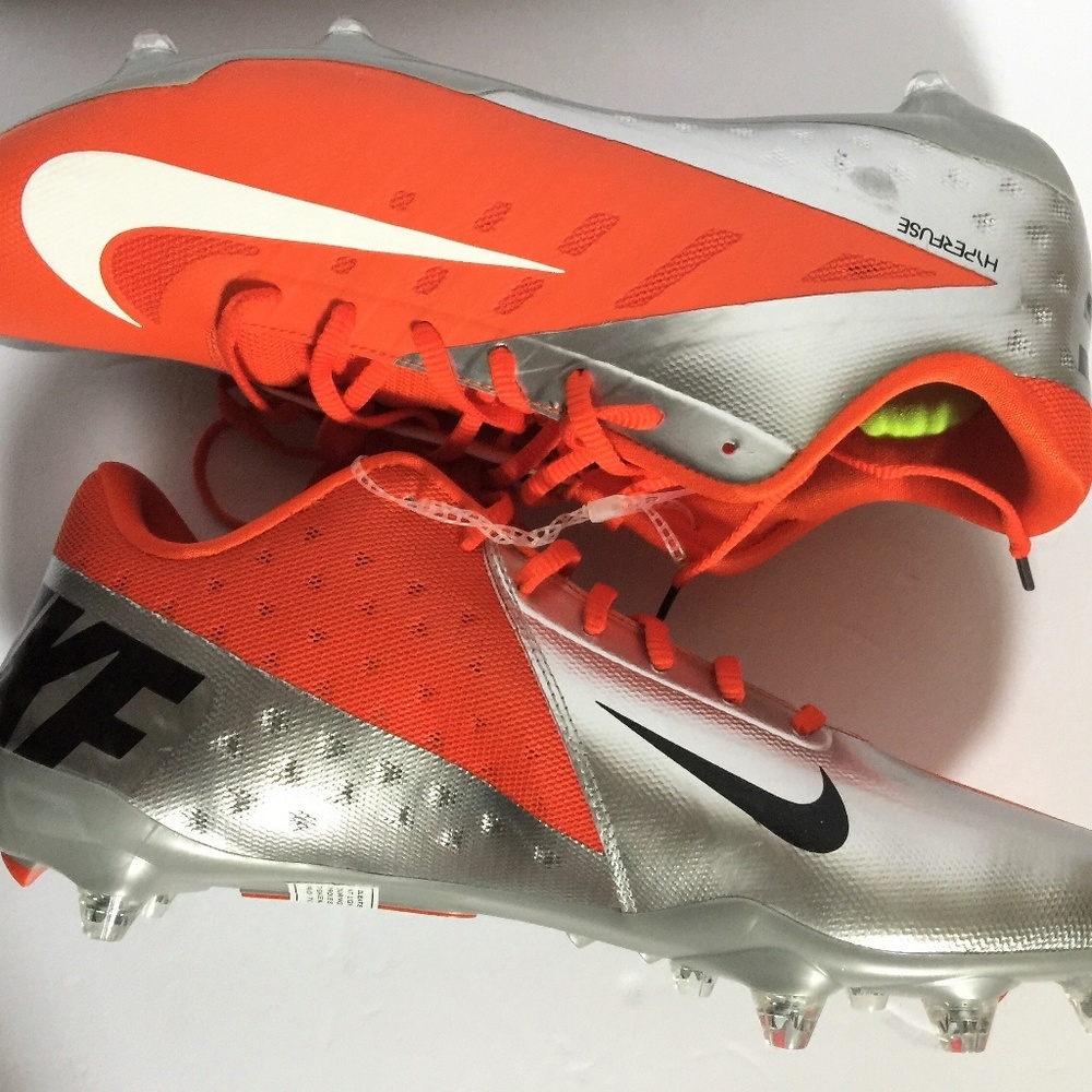 Nike Orange Silver Hyperfuse Football Cleats 14.5